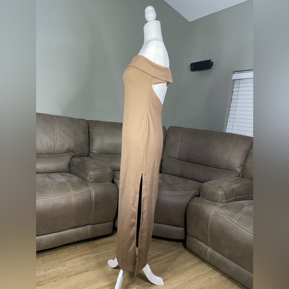 NWT Vici Celeste Ribbed Cutout Strapless Midi Dress in Mocha L Sexy Chic Fashion - Picture 12 of 15